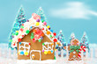 Photo: gingerbread house with man and trees gingerbread house with man and trees