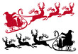 santa with sleigh and reindeer, vector