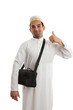 Ethnic man thumbs up approval