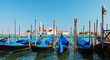 Blue gondols in Venice