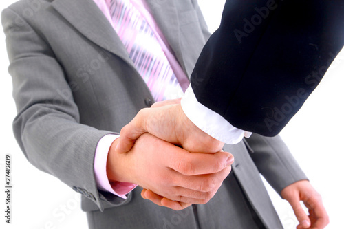 Photo: handshake isolated on white background. handshake isolated on white background.