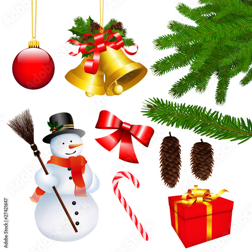 Illustration: Weihnachten - weihnachtliche Symbole - Set Weihnachten - weihnachtliche Symbole - Set