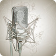 Professional Microphone & floral ornament - vector Professional Microphone & floral ornament - vector