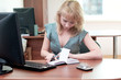 Closeup portrait of cute young business woman