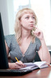 Closeup portrait of cute young business woman