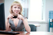 Closeup portrait of cute young business woman