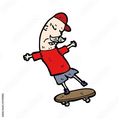 old man on skateboard cartoon