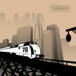 Retro illustration of urban area.