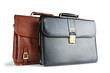 Two leather briefcases isolated on the white