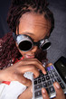 afro american with calculator afro american with calculator