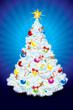 Stylized snowy Christmas Tree - isolated vector symbol