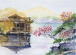 watercolor, West Lake, Hangzhou, China