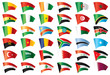 Moving flags set - Africa & Middle East. 36 Vector flags.
