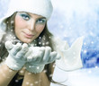Winter Girl Blowing Snow
