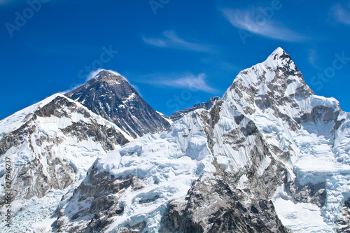 Photo: Everest and Lhotse mountain peaks view from Kala Pattar, Nepal Everest and Lhotse mountain peaks view from Kala Pattar, Nepal