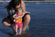 Mom and Baby Dipping Toes at Beach