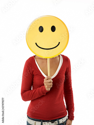 Photo: woman with emoticon woman with emoticon