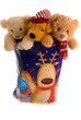cuddly toys in a christmas sack