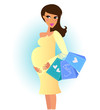 Beautiful pregnant woman on shopping for her new baby