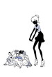woman with a bunch of dirty clothes