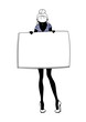 woman holding a big white blank board