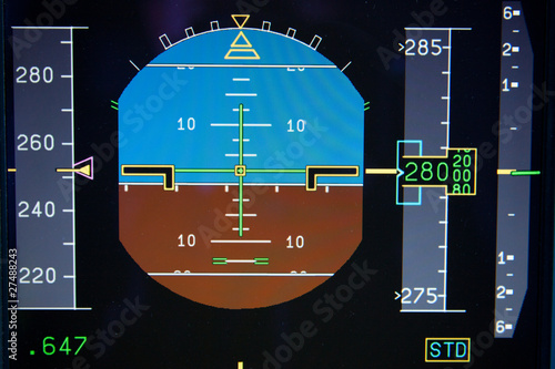Foto: Künstlicher Horizont im Verkehrsflugzeug Künstlicher Horizont im Verkehrsflugzeug