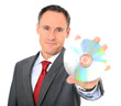 Geschäftsmann hält DVD