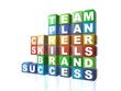 Multi colour building blocks spelling out business words