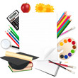 Back to school. Paper with school supplies. Vector. Back to school. Paper with school supplies. Vector.