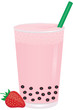 Bubble Milk Tea with Tapioca Pearls (Bobas) and Strawberry Bubble Milk Tea with Tapioca Pearls (Bobas) and Strawberry