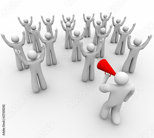 Illustration: Cheering with the Team - Leading with Bullhorn Cheering with the Team - Leading with Bullhorn