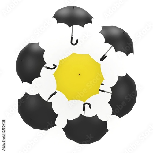 Illustration: 3d umbrella black and yellow 3d umbrella black and yellow