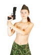 Topless military girl