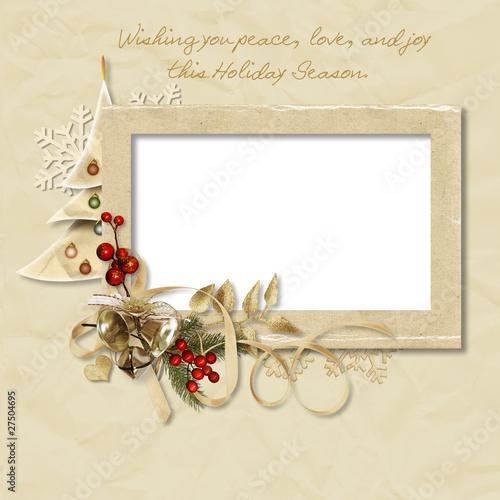 Illustration: Vintage Christmas frame with the wishes Vintage Christmas frame with the wishes