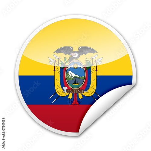 Pegatina bandera Ecuador con reborde