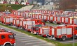 Firetrucks in headquarter ready for action