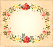 greeting card with roses and butterflies