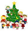 Vector New year card with kids