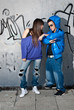 Young couple urban fashion standing portrait