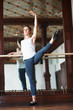 Young male ballet practicing in front of mirror Young male ballet practicing in front of mirror