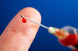 neelde with droplet of blood