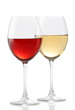 Two glasses of wine, one with red and the other with white Two glasses of wine, one with red and the other with white