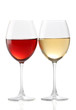 Two glasses of wine, one with red and the other with white Two glasses of wine, one with red and the other with white