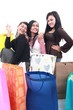 Happy asian woman shopping concept isolated studio shot