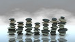 Group of Pebble stacks on water level