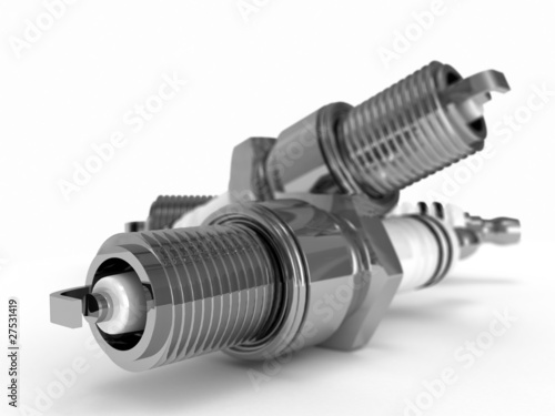 Illustration: Spark plugs on white Spark plugs on white
