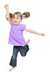 Photo: Adorable little girl jumping in air. isolated on white Adorable little girl jumping in air. isolated on white