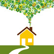 Environmentally friendly house and flowers instead of smoke