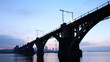 time lapse. railway bridge at night.
