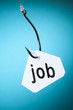 job mot travail accroché à hameçon crochet